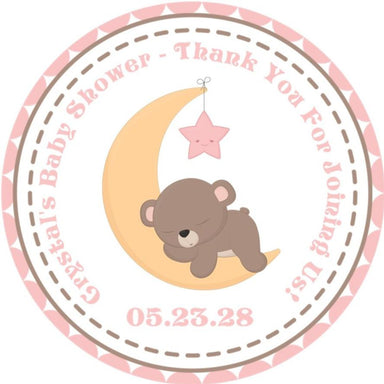 Girls Teddy Bear Baby Shower Stickers