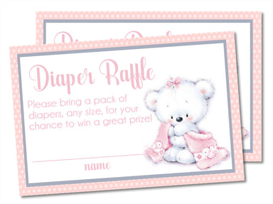 Girls Teddy Bear Diaper Raffle Tickets