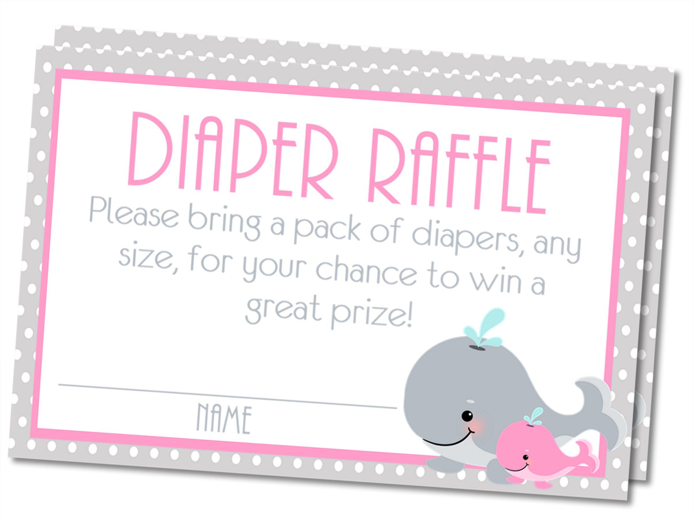 Girls Whale Diaper Raffle Tickets