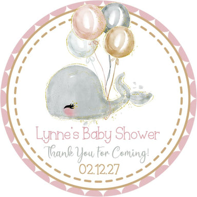 Girls Whale Under The Sea Baby Shower Stickers