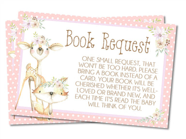 Girls Woodland Animals Book Request Cards