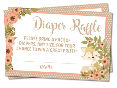 Girls Woodlands Fox Diaper Raffle Tickets