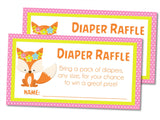 Girls Woodlands Fox Diaper Raffle Tickets