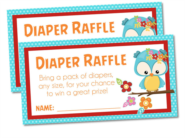 Girls Woodlands Owl Diaper Raffle Tickets