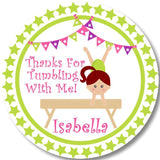 Girls gymnastics handstand sticker with lime green border