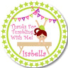 Girls gymnastics handstand sticker with lime green border