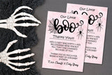 Girls pink halloween baby shower thank you cards