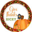 Give thanks pumpkin sticker with fall thanksgiving design