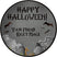 Graveyard Halloween sticker with tombstones bats and spooky night scene