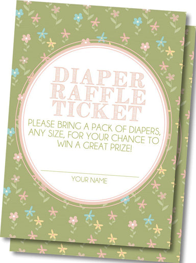 Green Floral Diaper Raffle Tickets