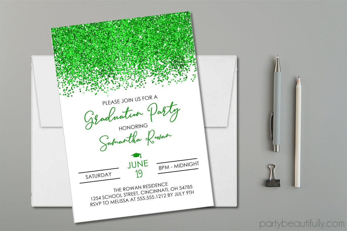 Green Graduation Party Invitations
