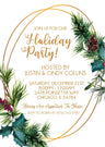 Green Pine & Gold Christmas Or Holiday Party Invitations