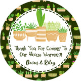 Housewarming stickers with greenery background – plant theme
