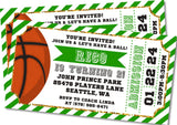 Green gold basketball birthday party invitation