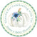 Green watercolor pumpkin baby shower sticker with floral accent