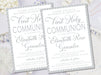 Grey And White First Communion Invitations