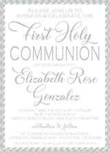 Grey And White First Communion Invitations