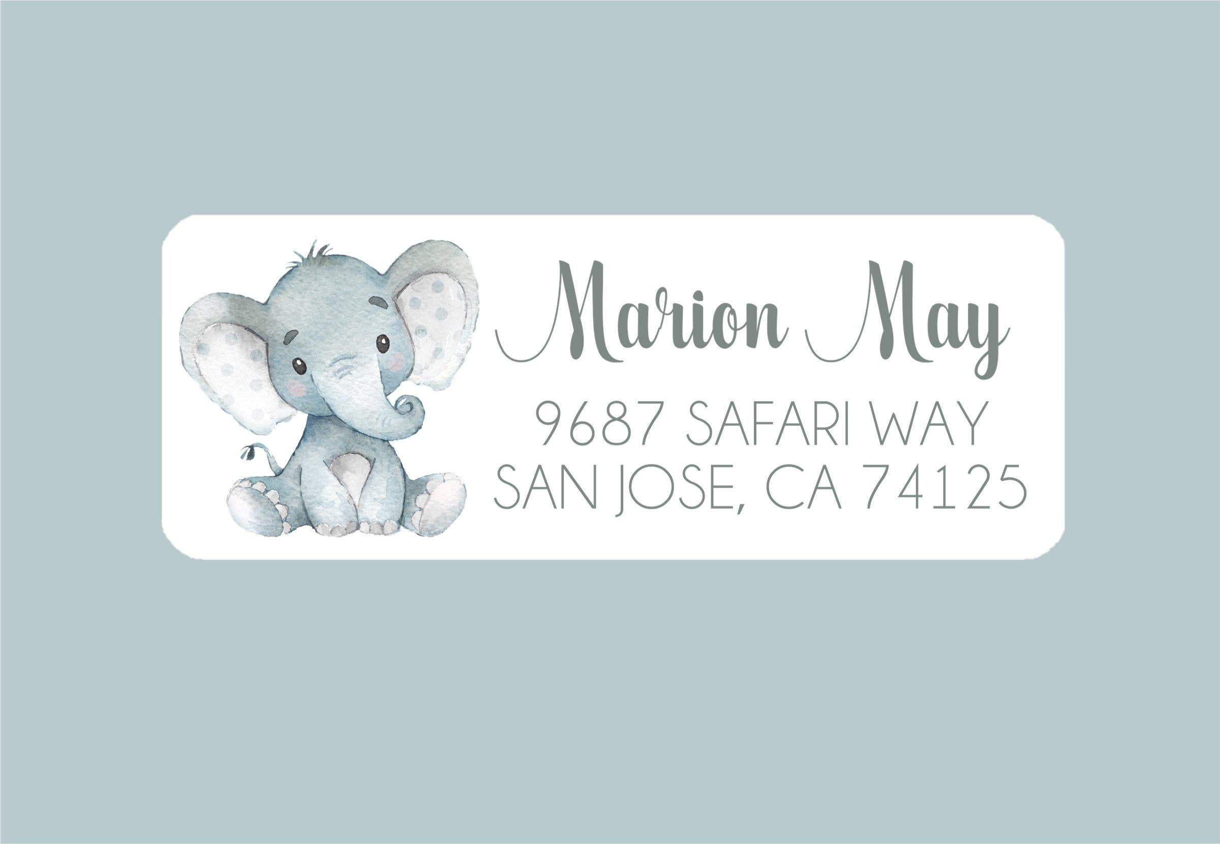 Grey Elephant Address Labels