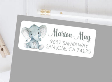 Grey Elephant Address Labels