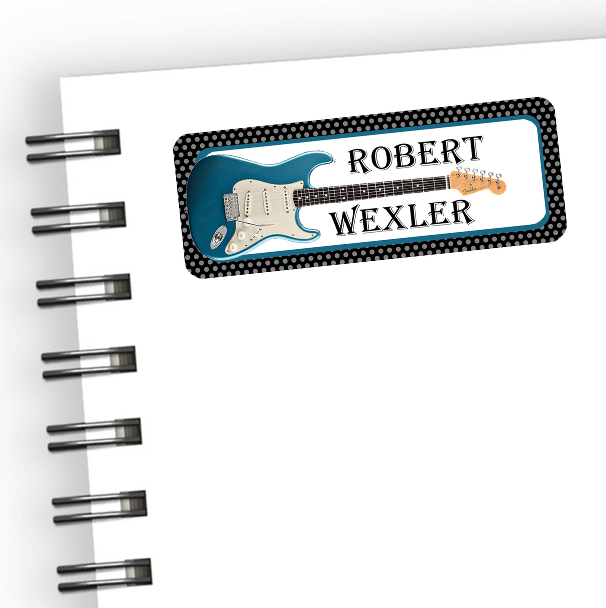 Guitar themed personalized back to school name label
