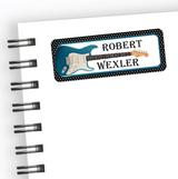 Guitar themed personalized back to school name label