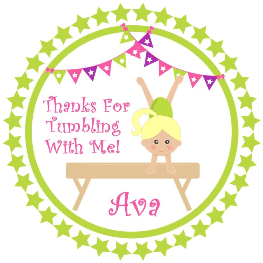 Gymnastics Birthday Party Stickers Or Favor Tags