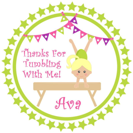 Gymnastics Birthday Party Stickers Or Favor Tags