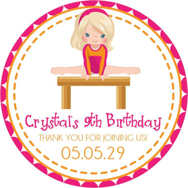 Gymnastics Birthday Party Stickers