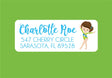 Gymnastics address labels with girl gymnast illustration