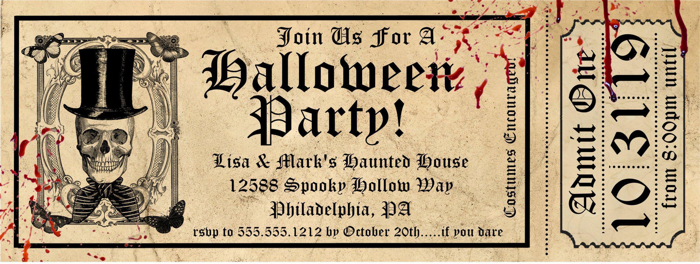 Halloween Party Ticket Invitations