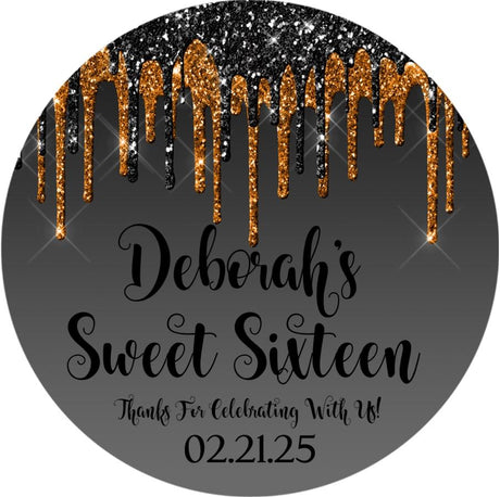 Halloween Sweet 16 birthday sticker in black and orange