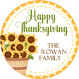 Happy Thanksgiving sunflower sticker with fall design
