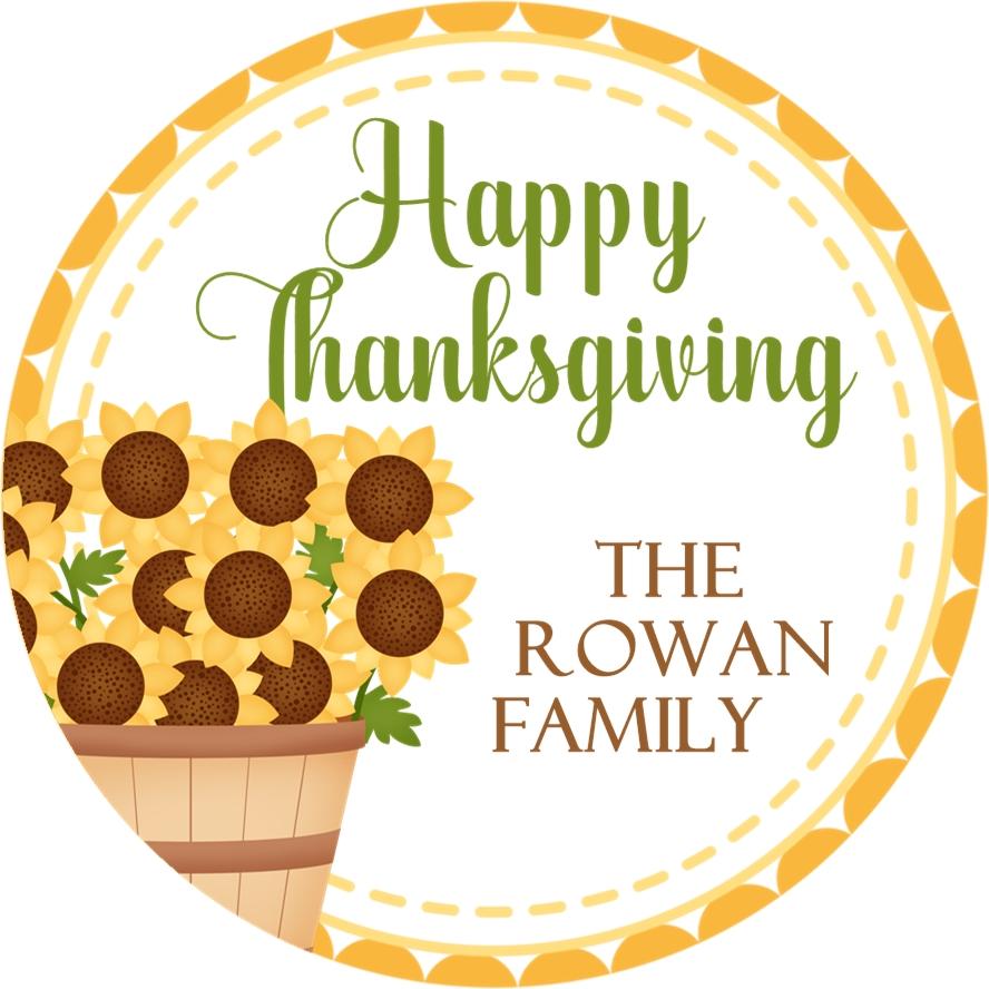 Happy Thanksgiving sunflower sticker with fall design