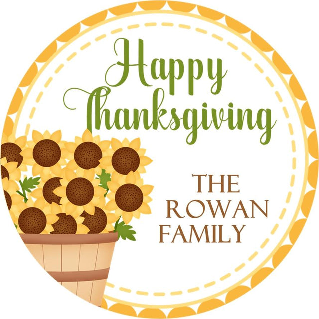 Happy Thanksgiving sunflower sticker with fall design