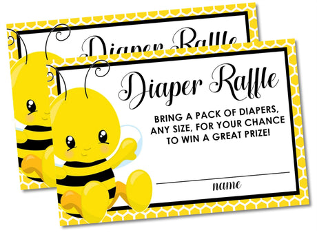 Honey Bee Baby Shower Diaper Raffle Tickets Printable
