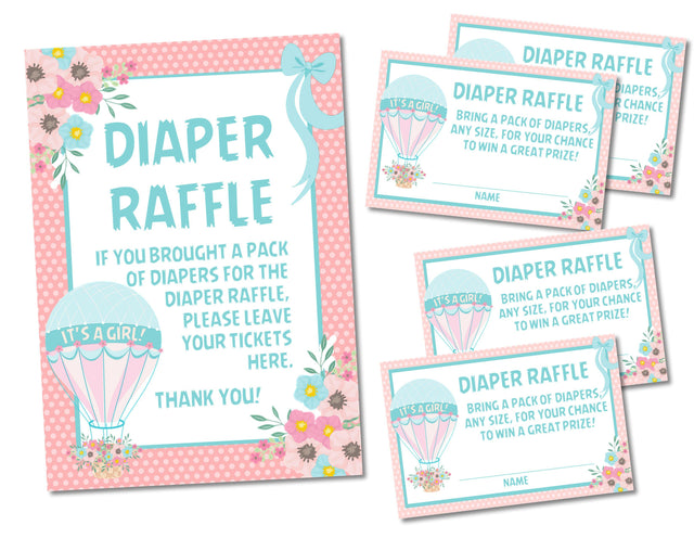 Hot Air Balloon Diaper Raffle Tickets