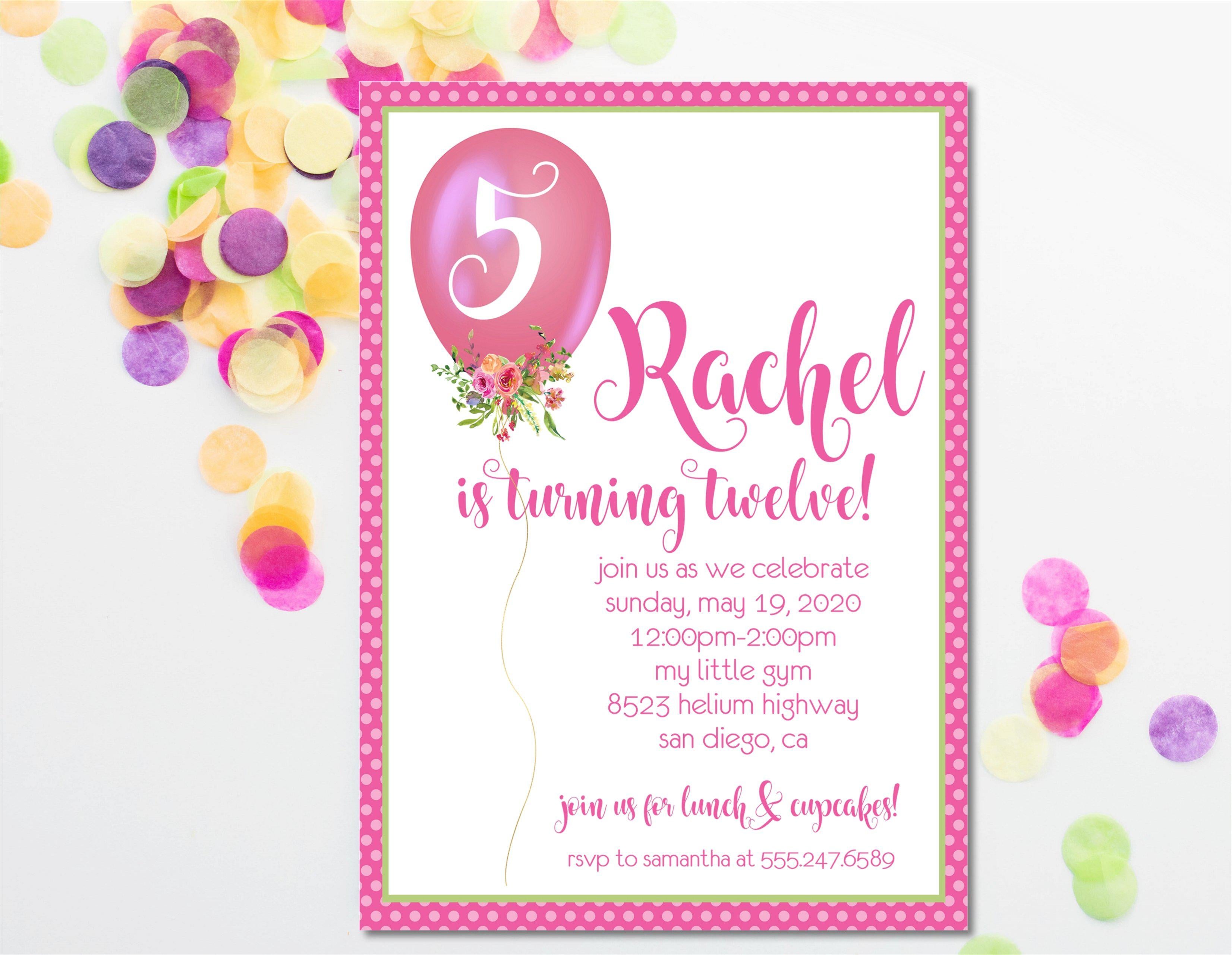 Hot Pink Balloon Birthday Party Invitations