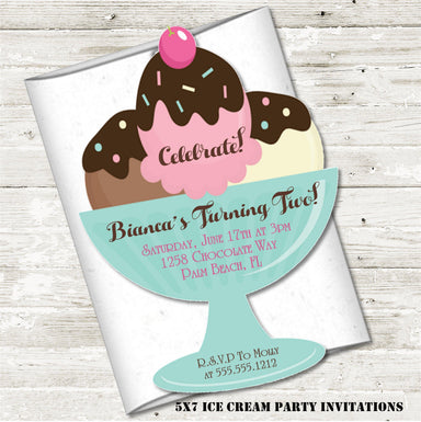 Ice Cream Birthday Party Invitations