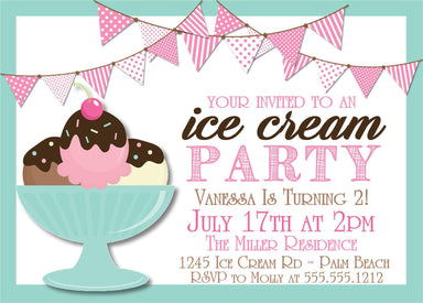 Ice Cream Birthday Party Invitations