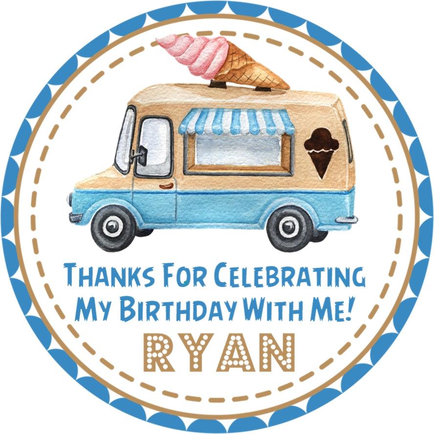 Ice Cream Birthday Party Stickers