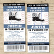 Ice Hockey Birthday Ticket Invitations