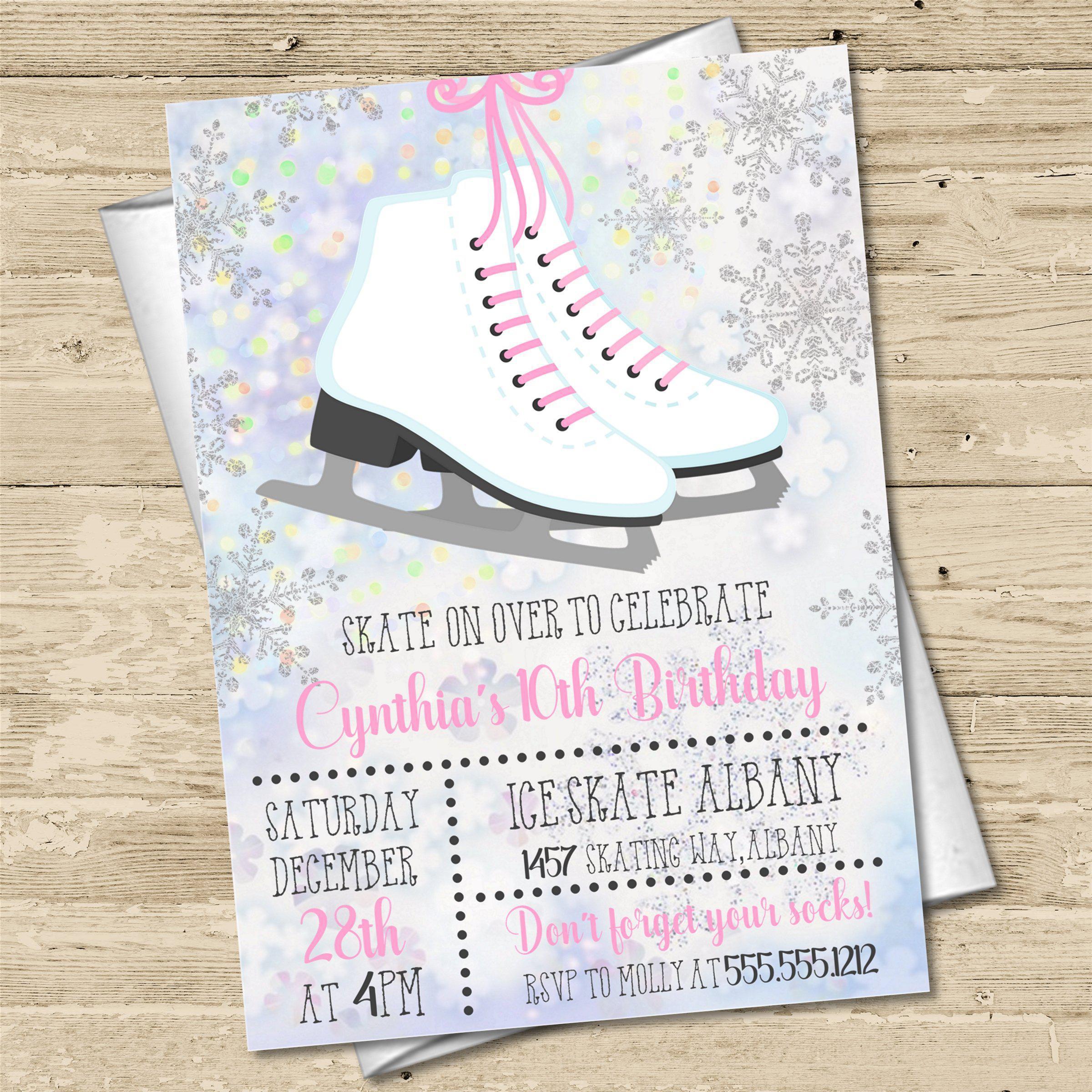 Ice Skating Birthday Party Invitations