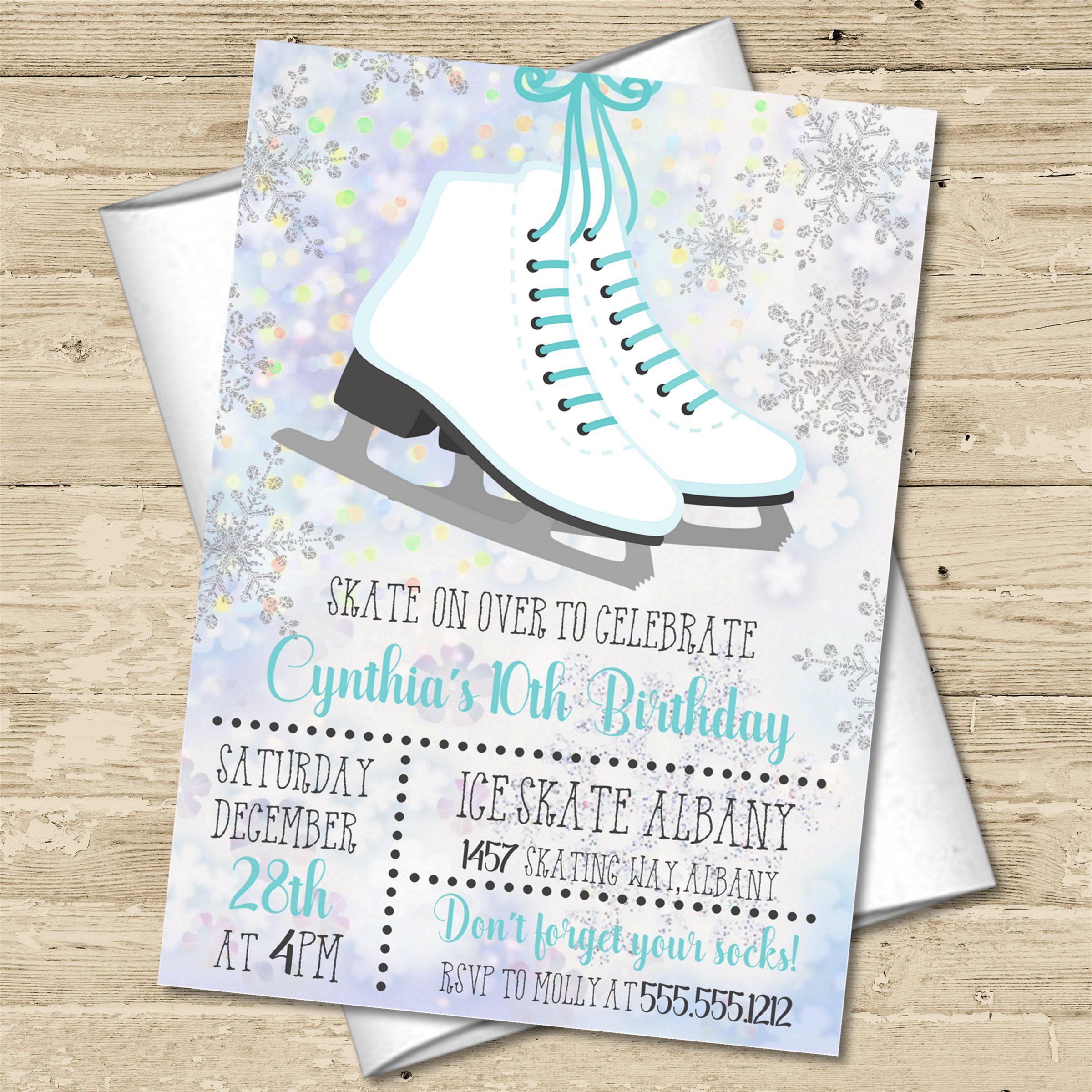 Ice Skating Birthday Party Invitations