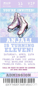 Ice Skating Birthday Ticket Invitations