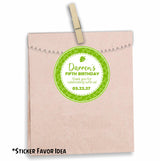 Jungle foliage birthday party sticker with greenery theme