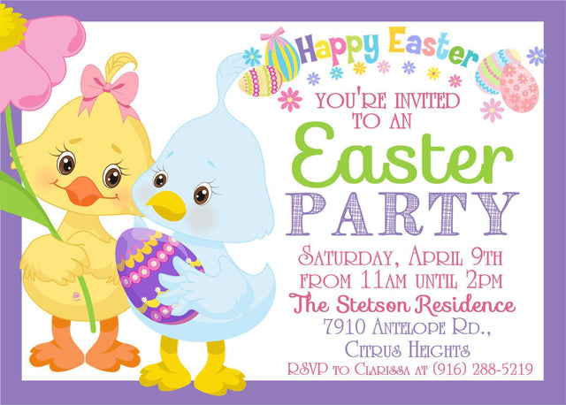 Kids Colorful Easter Party Invitations