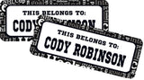 Kids school labels featuring hockey typography design