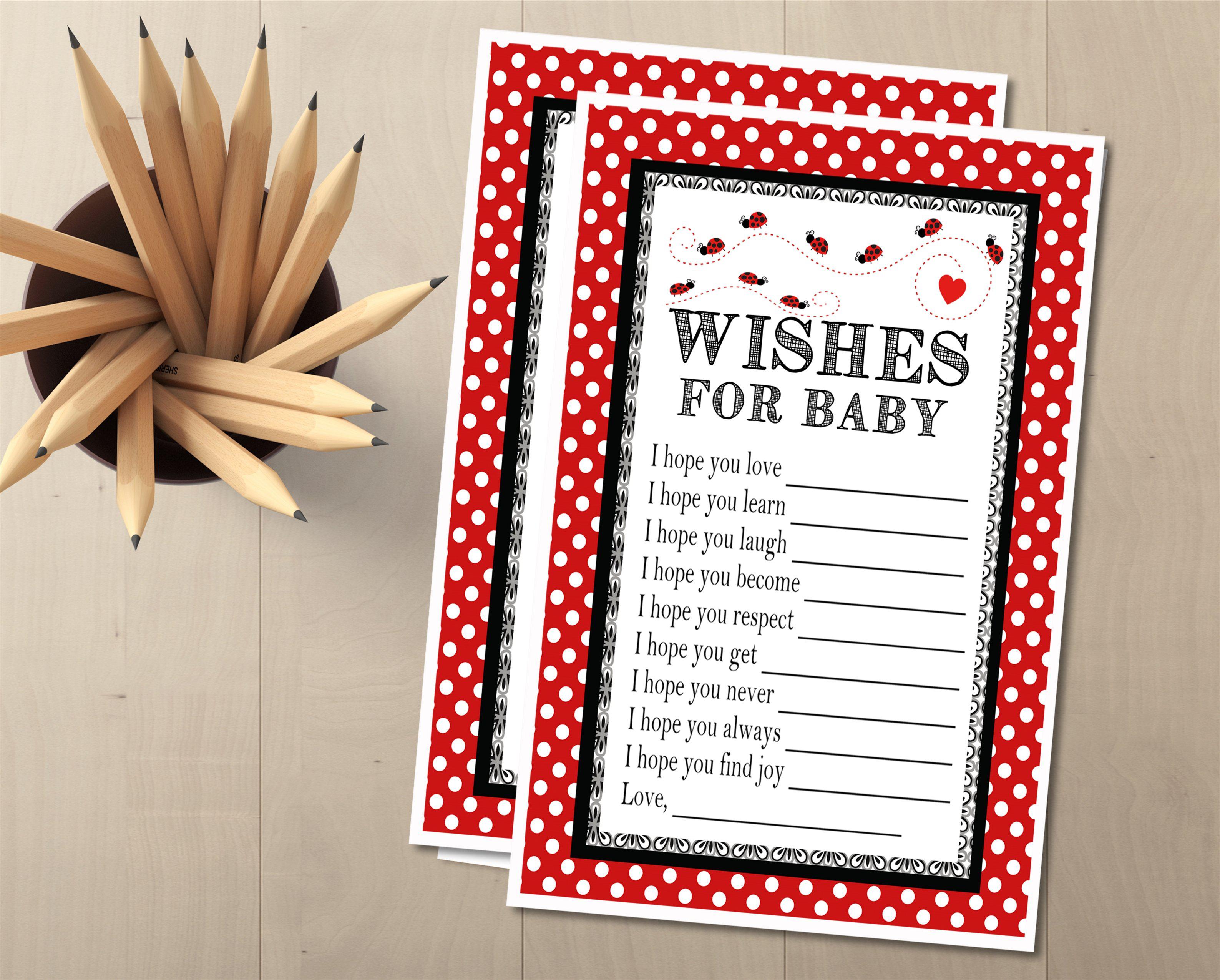 Ladybug Baby Shower Wish Cards