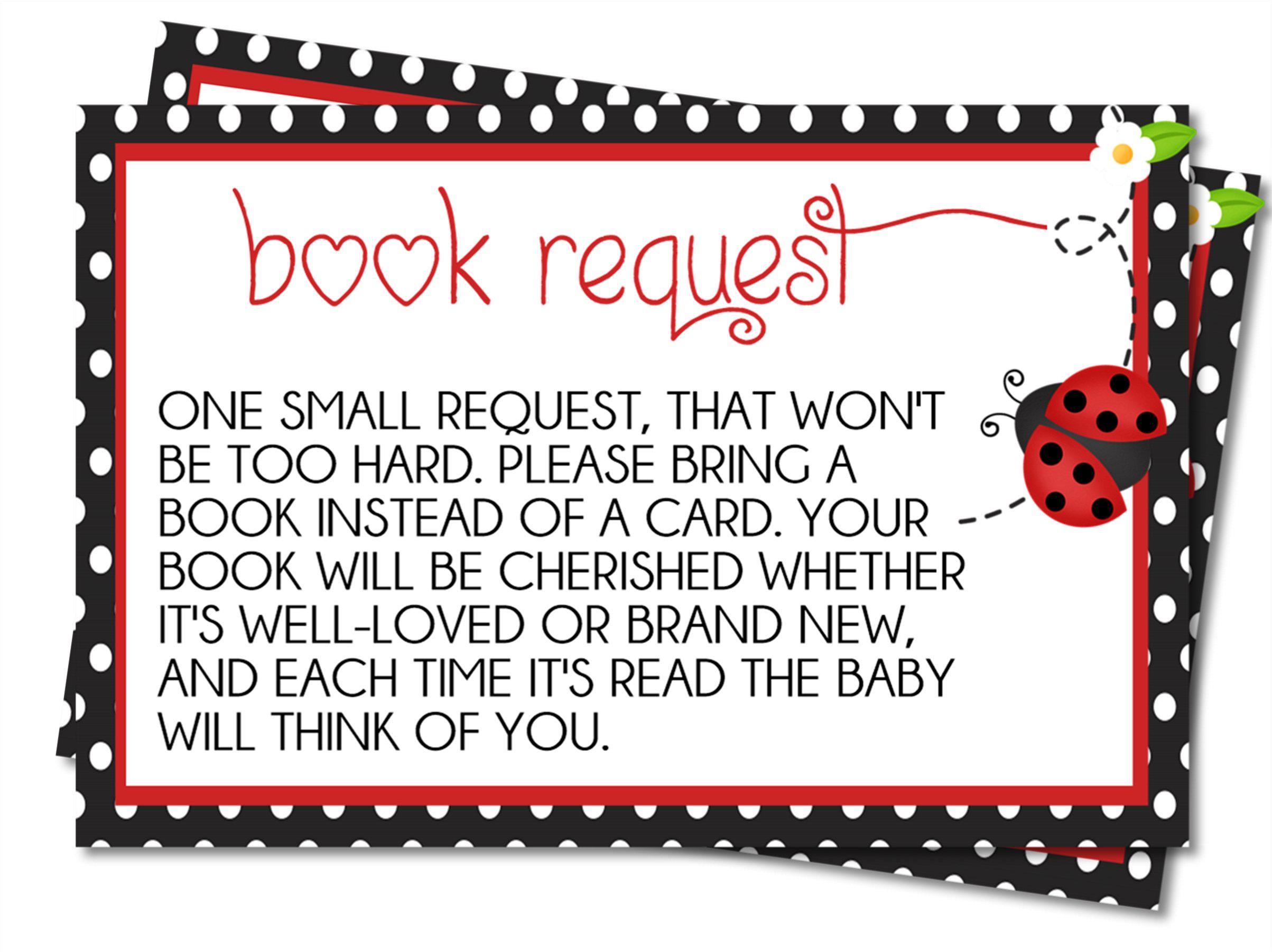 Ladybug Book Request Cards