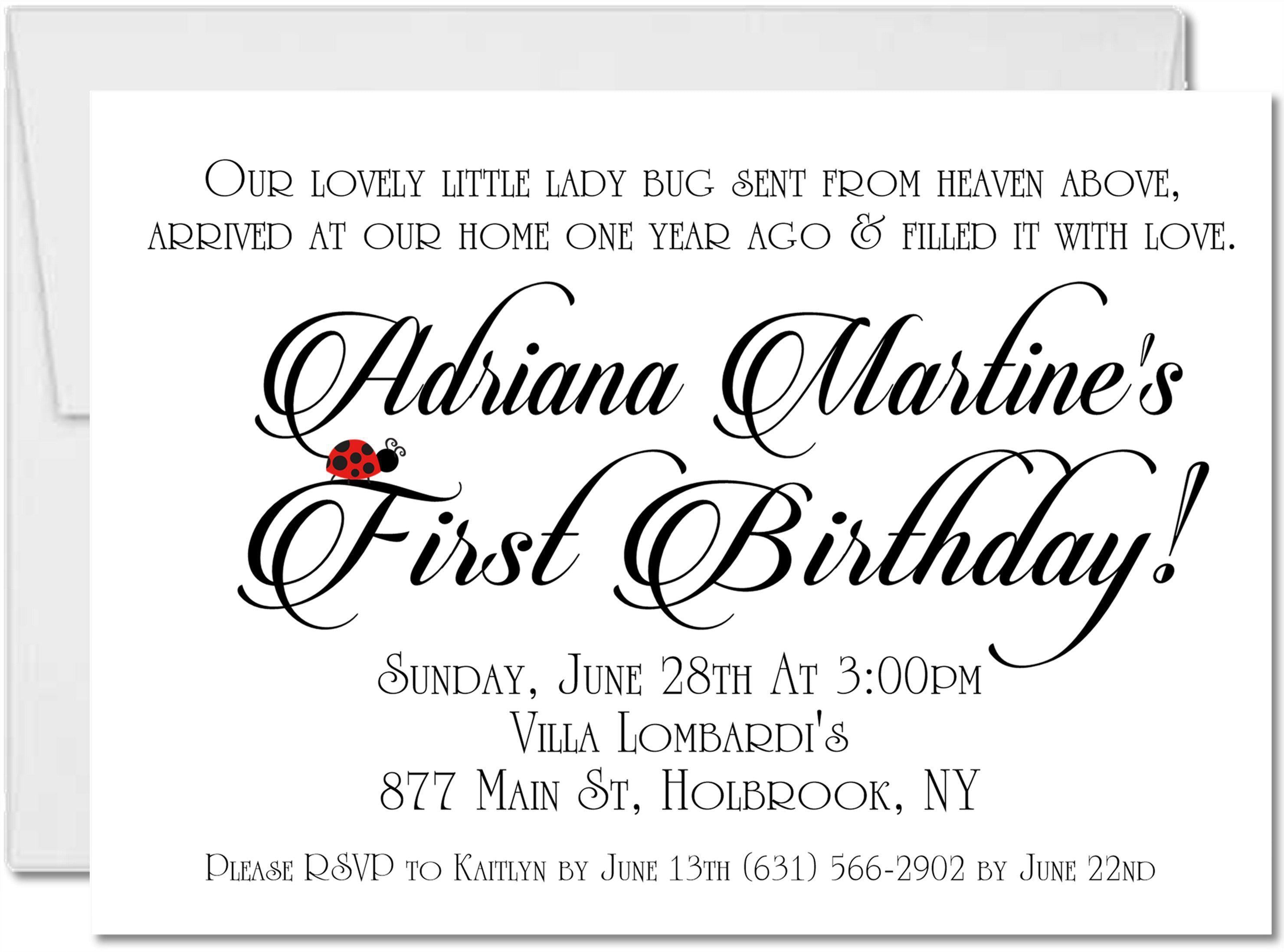 Ladybug First Birthday Party Invitations